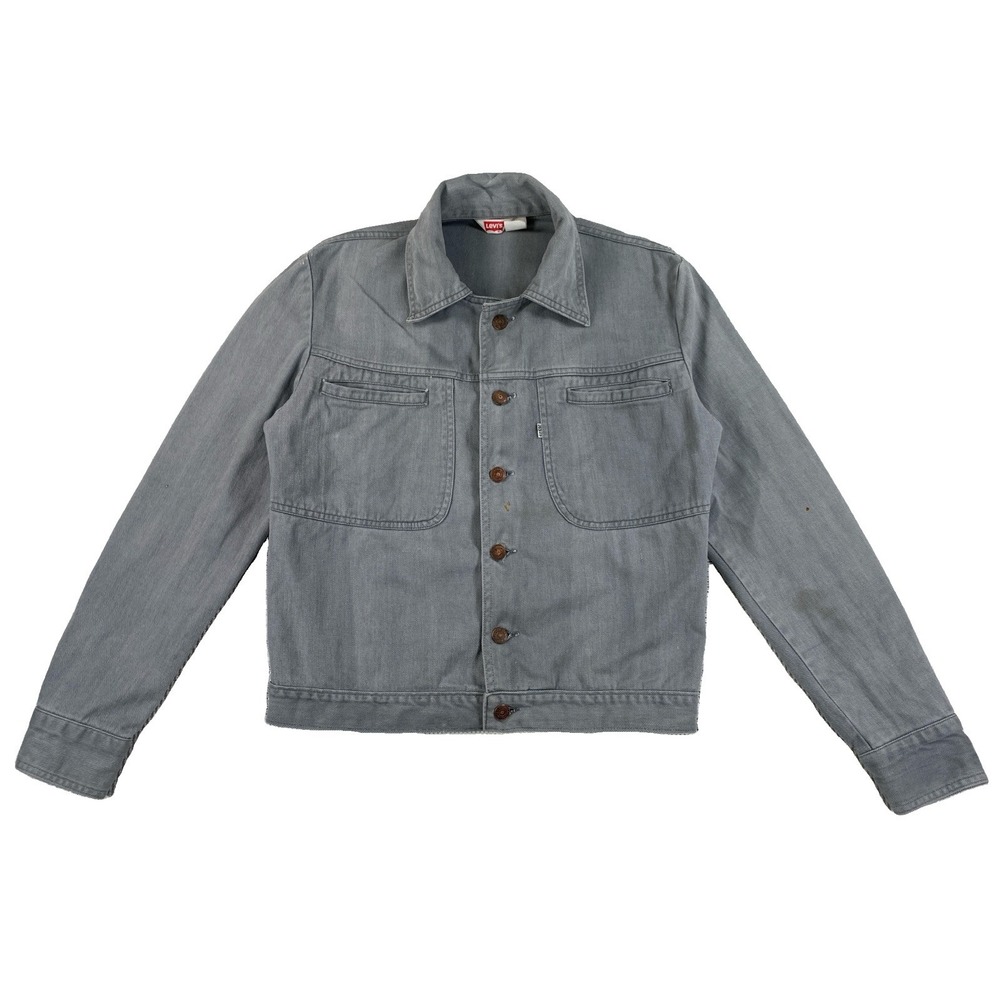 Vintage Levi's Denim Jacket Women's Medium Gray Distressed White Tab